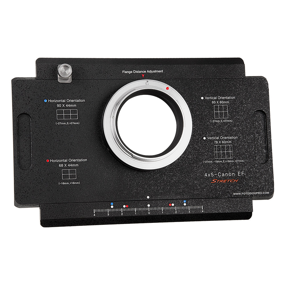 Fotodiox Pro Lens Adapter - Canon EF/EF-S Mount D/SLR Cameras to Large Format 4x5 View Cameras with a Graflok Rear Standard - Shift / Stitch Adapter