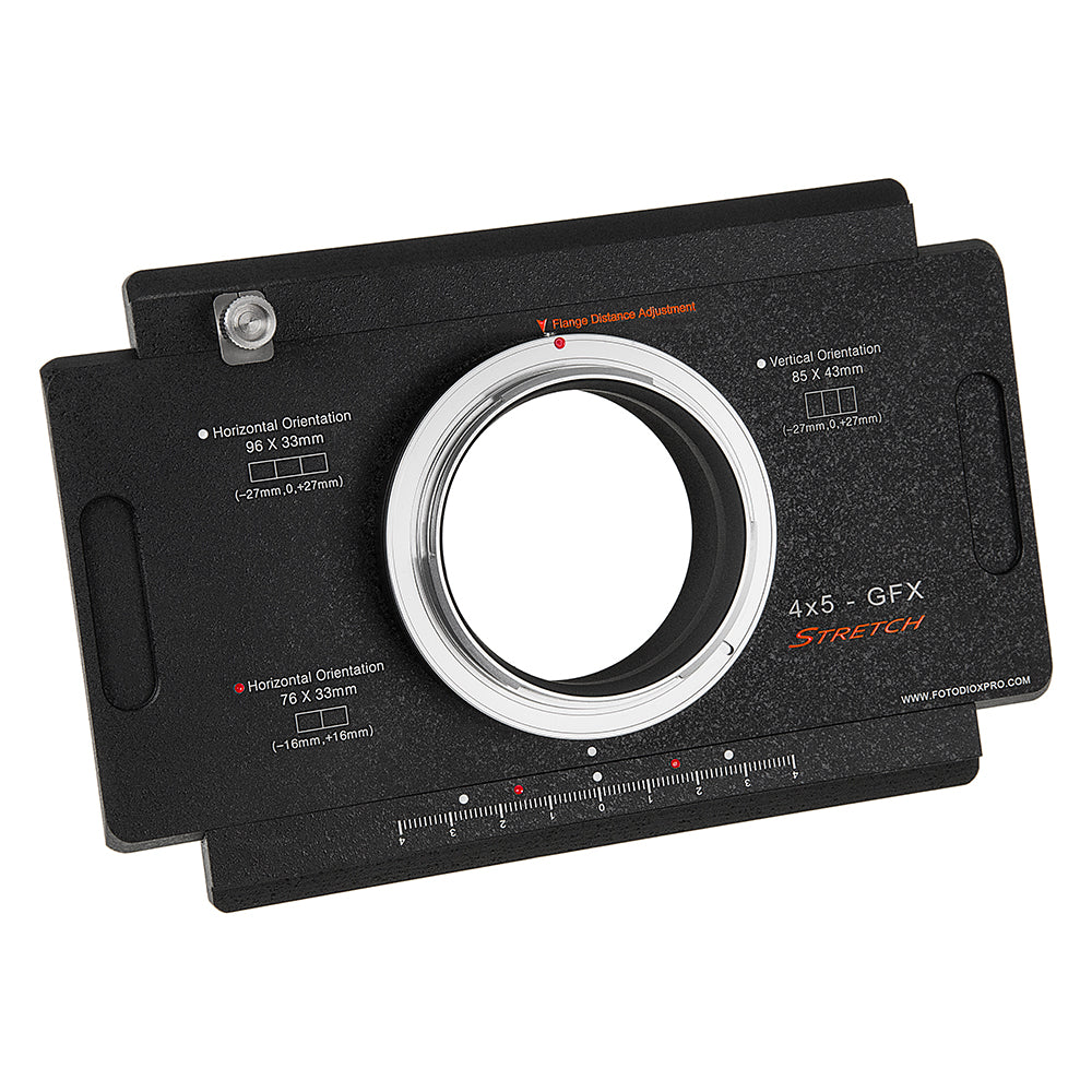 Fotodiox Pro Lens Adapter - Fujifilm G-Mount Mirrorless Cameras to Large Format 4x5 View Cameras with a Graflok Rear Standard - Shift / Stitch Adapter
