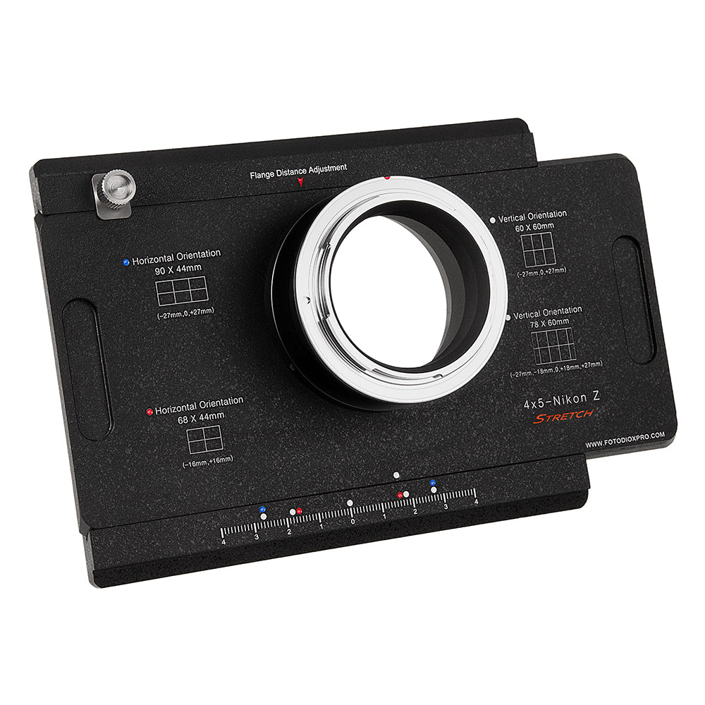 Fotodiox Pro Lens Mount Adapter, Nikon Z-Mount Mirrorless Camera Body to Large Format 4x5 View Cameras with a Graflok Rear Standard - Shift / Stitch Adapter