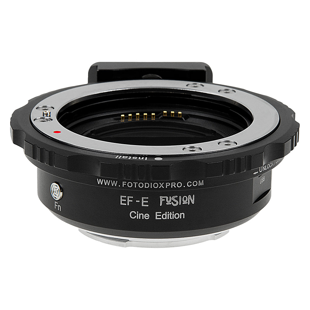 Fotodiox Pro Fusion Smart AF Cine Edition Lens Adapter - Compatible with Canon EOS (EF / EF-S) D/SLR Lenses to Sony Alpha E-Mount Mirrorless Cameras with Automated Functions, Breech-Lock Mounting & USB Upgradeable Port