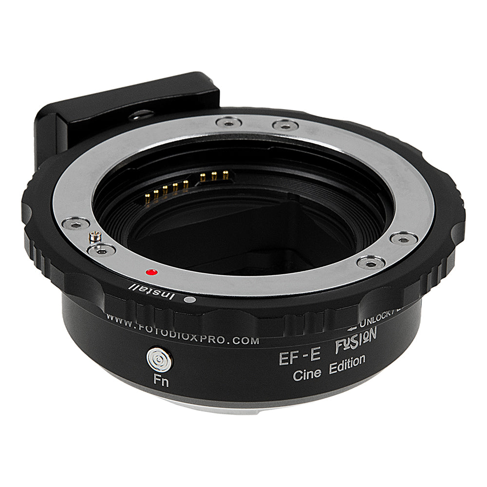 Fotodiox Pro Fusion Smart AF Cine Edition Lens Adapter - Compatible with Canon EOS (EF / EF-S) D/SLR Lenses to Sony Alpha E-Mount Mirrorless Cameras with Automated Functions, Breech-Lock Mounting & USB Upgradeable Port