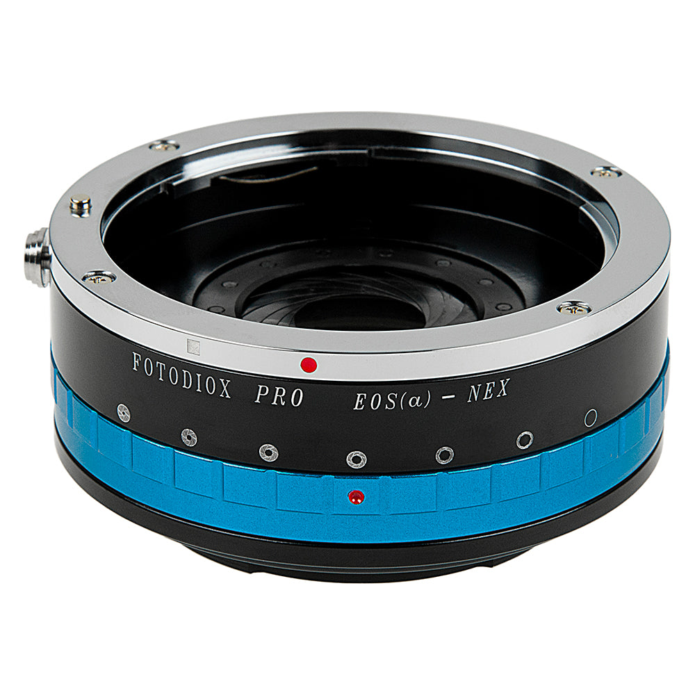 Fotodiox Pro Lens Mount Adapter - Canon EOS (EF Only) D/SLR Lenses to Sony E-Mount Mirrorless Cameras with Built-In Clicked Iris