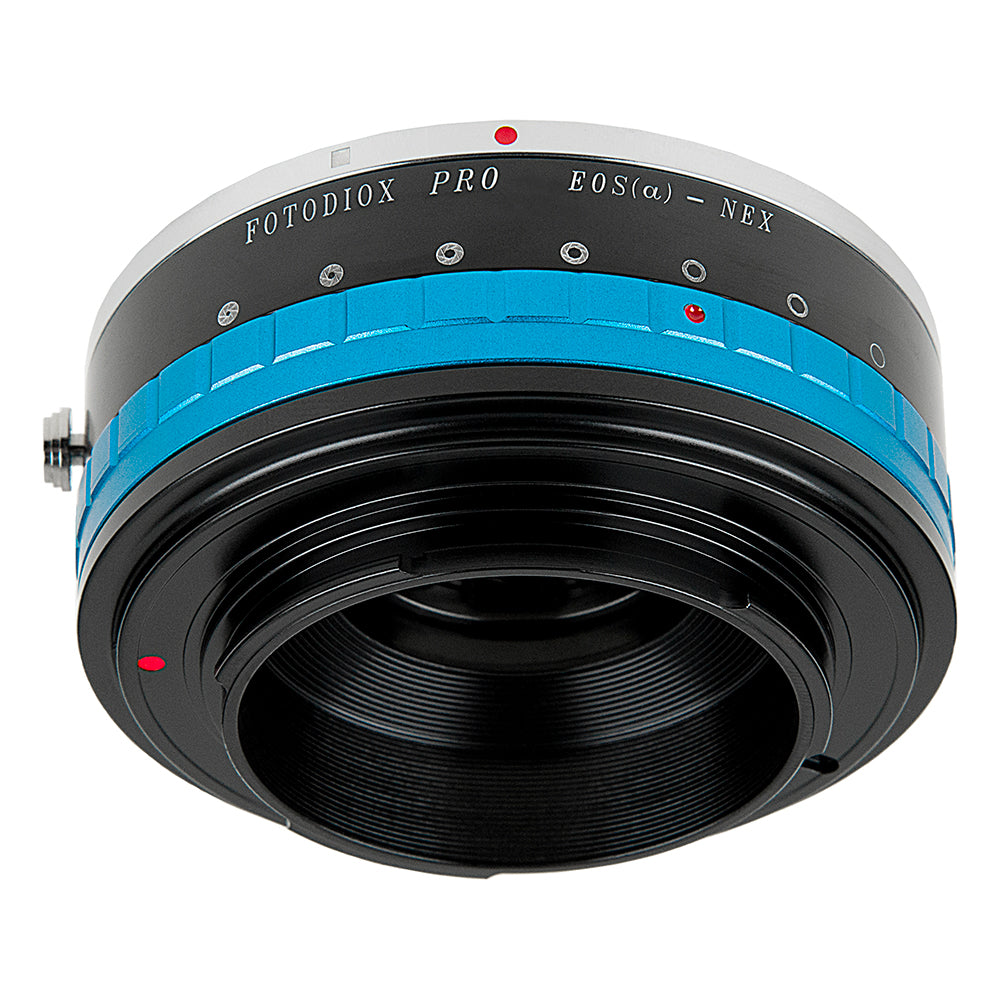 Fotodiox Pro Lens Mount Adapter - Canon EOS (EF Only) D/SLR Lenses to Sony E-Mount Mirrorless Cameras with Built-In Clicked Iris