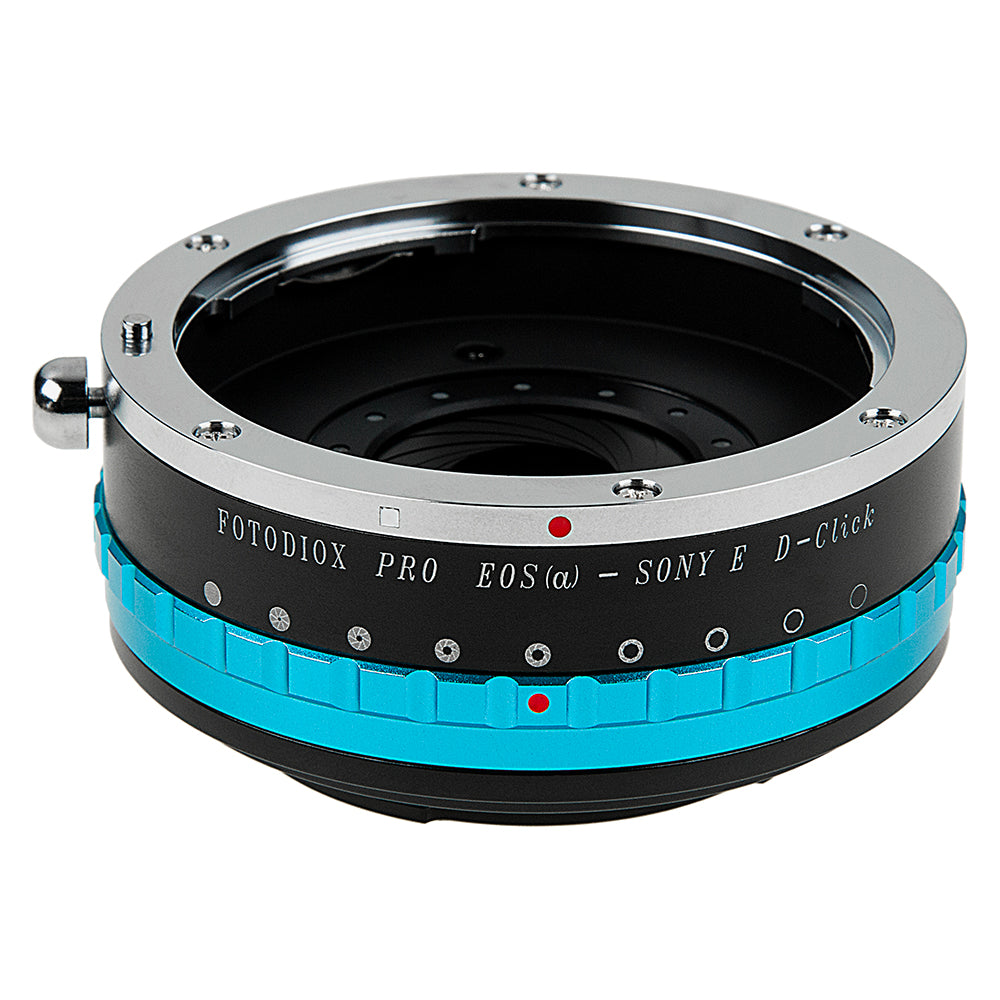 Fotodiox Pro Lens Mount Adapter - Canon EOS (EF Only) D/SLR Lenses to Sony E-Mount Mirrorless Cameras with Built-In De-Clicked Iris
