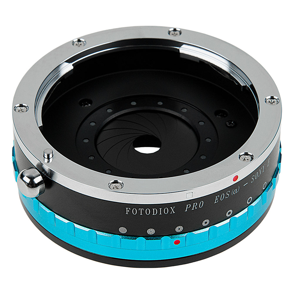 Fotodiox Pro Lens Mount Adapter - Canon EOS (EF Only) D/SLR Lenses to Sony E-Mount Mirrorless Cameras with Built-In De-Clicked Iris
