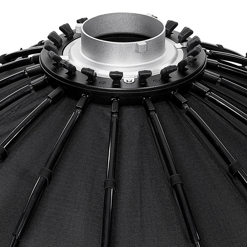 Fotodiox DLX Parabolic Focusing Softbox w/ Elinchrom Speedring - Focusable & Quick Collapsible Softbox / Silver Reflective Umbrella Interior w/ Double Diffusion Panels & Grid