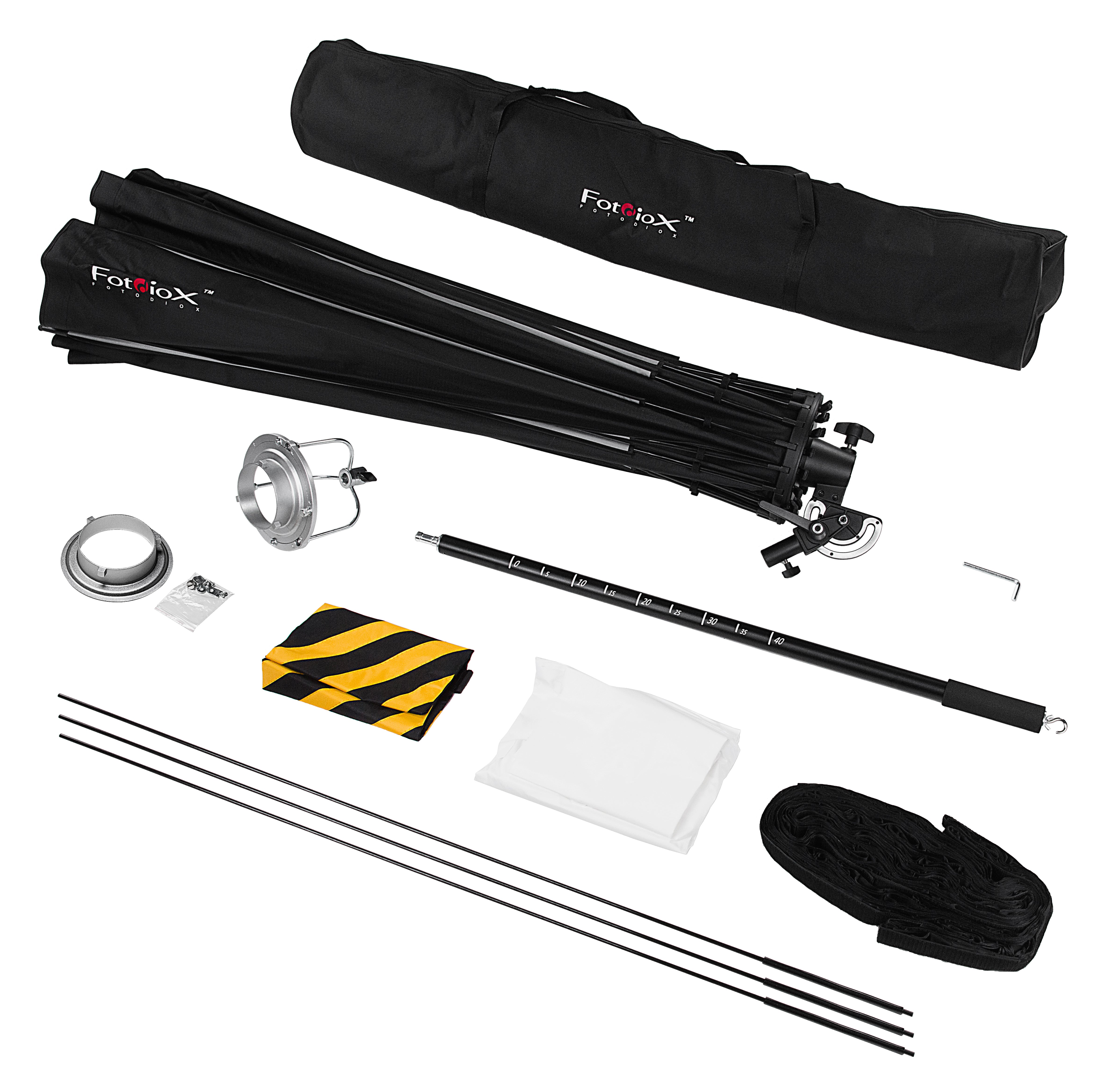 Fotodiox DLX Parabolic Focusing Softbox w/ Bowens Speedring - Focusable & Quick Collapsible Softbox / Silver Reflective Umbrella Interior w/ Double Diffusion Panels & Grid