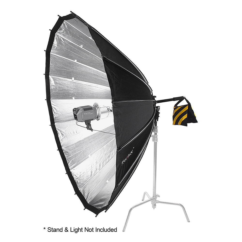 Fotodiox DLX Parabolic Focusing Softbox w/ Balcar Speedring - Focusable & Quick Collapsible Softbox / Silver Reflective Umbrella Interior w/ Double Diffusion Panels & Grid