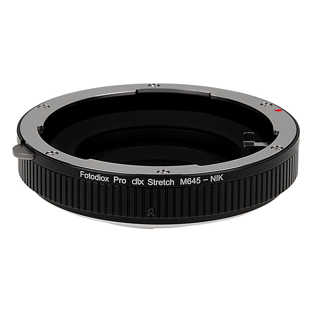 Fotodiox DLX Stretch Lens Adapter - Compatible with Mamiya 645 (M645) Mount Lens to Nikon F Mount D/SLR Cameras with Macro Focusing Helicoid and Magnetic Drop-In Filters