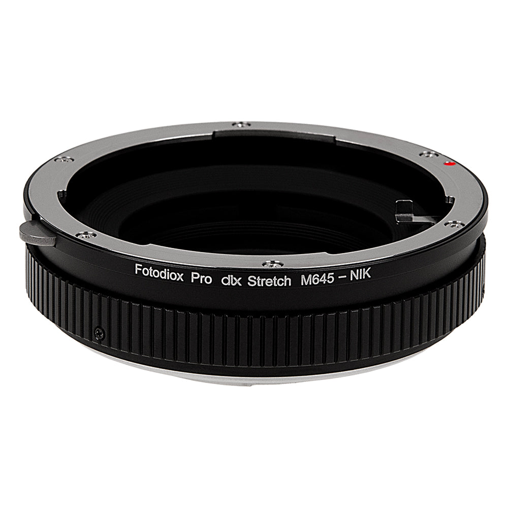 Fotodiox DLX Stretch Lens Adapter - Compatible with Mamiya 645 (M645) Mount Lens to Nikon F Mount D/SLR Cameras with Macro Focusing Helicoid and Magnetic Drop-In Filters