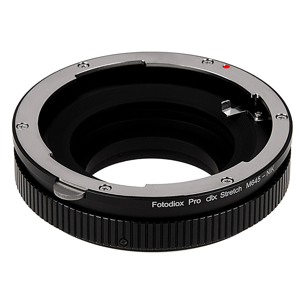 Fotodiox DLX Stretch Lens Adapter - Compatible with Mamiya 645 (M645) Mount Lens to Nikon F Mount D/SLR Cameras with Macro Focusing Helicoid and Magnetic Drop-In Filters