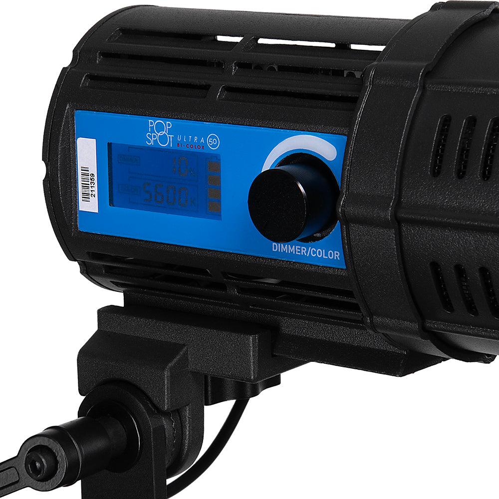 Fotodiox Pro PopSpot Ultra 50 v2 Bi-Color - Focusing LED Light Kit, High-Intensity Dual Color LED 3200k-5600k Focusable Spot Light for Still and Video