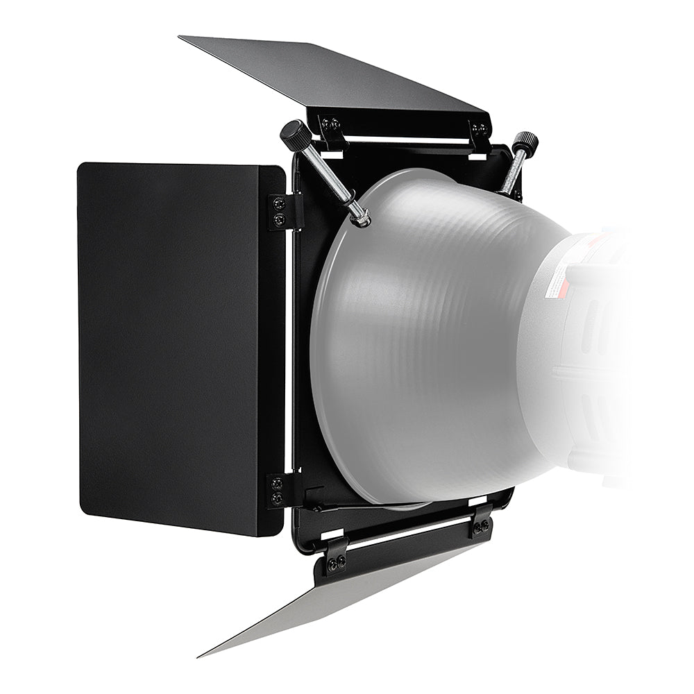 Fotodiox Universal Barn Door Barndoor Kit with Honeycomb grid (45 Degree), Diffusion and Color Gels for Strobe Light with 5.5" - 7" Reflector