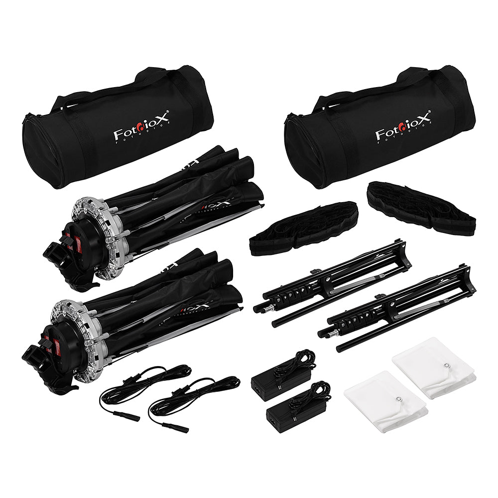 Fotodiox DLX EZ-Light T660 - Collapsible Bicolor (3200k-5600k) Photo/Video LED Light w/ 24" Softbox, Handle, Grid & 6' Stand