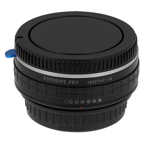 Fotodiox Pro Lens Mount Adapter - Sony Alpha A-Mount (and Minolta AF) DSLR Lens to Pentax K (PK) Mount SLR Camera Body, with Built-In Aperture Control Dial