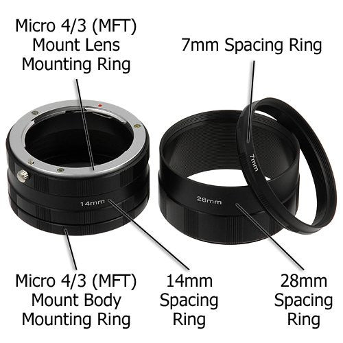 Fotodiox Macro Extension Tube Set for Micro Four Thirds (MFT, M4/3) Mount Mirrorless Cameras for Extreme Close-up Photography