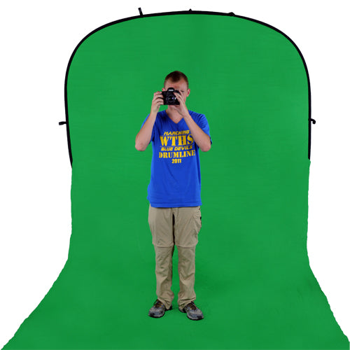 Fotodiox Collapsible 8x14ft Portable Backdrop - Black or Chromakey Green Muslin Background