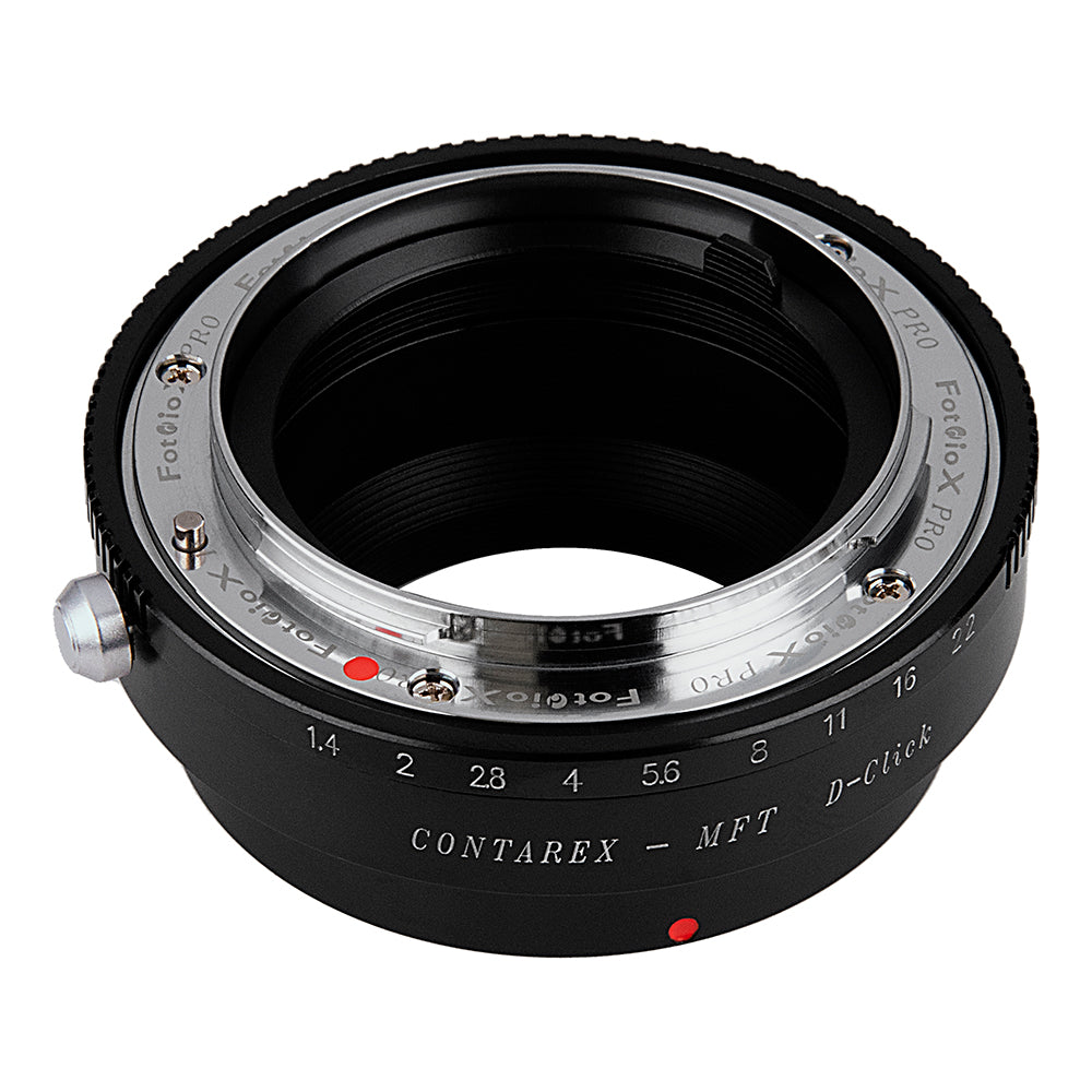 Fotodiox Pro Lens Mount Adapter - Contarex (CRX-Mount) SLR Lens to Micro Four Thirds (MFT, M4/3) Mount Mirrorless Camera Body, with Built-In Aperture Control Dial