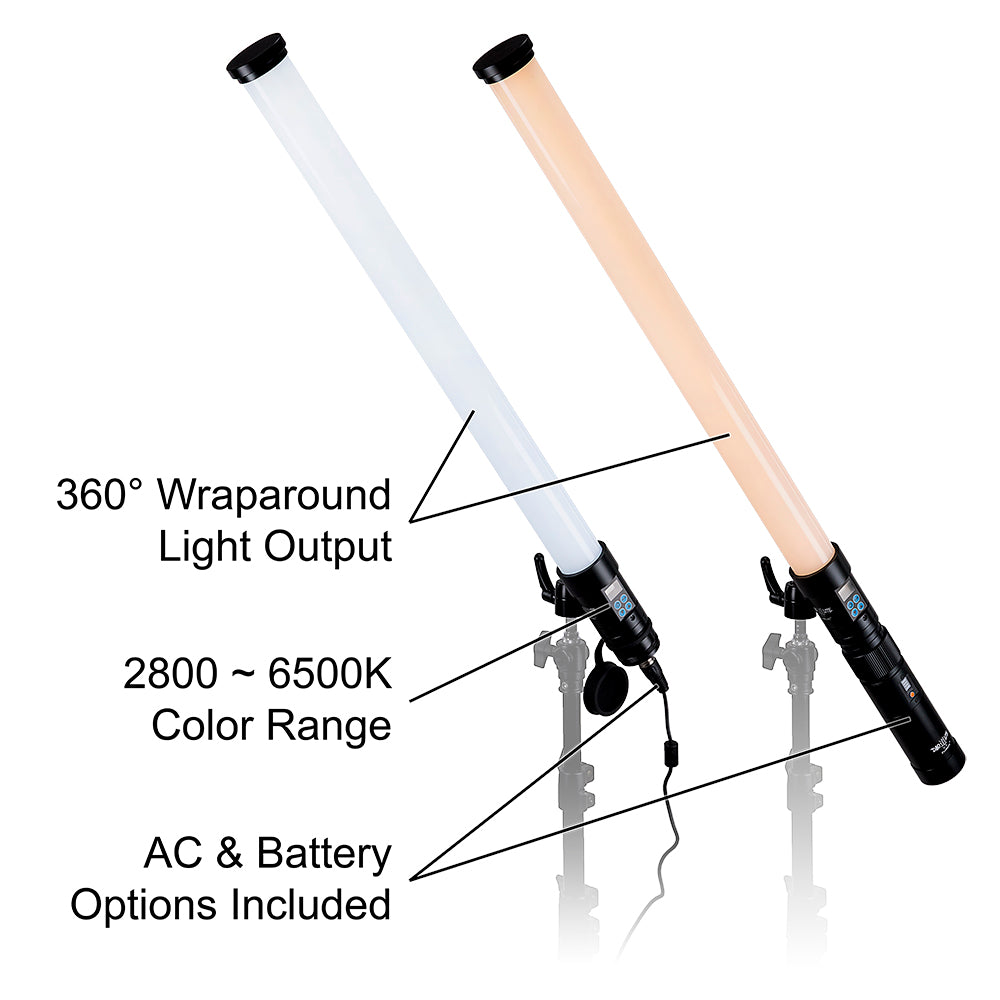 DaoLite DL-2 LED Scene Light - 2' BiColor 360 Degree Tube LED Wand Light Kit w/ Battery