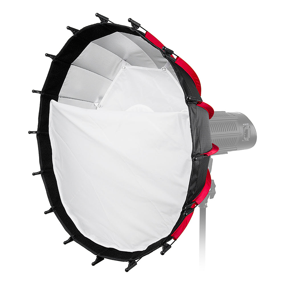 Fotodiox EZ-Pro DLX Collapsible Beauty Dish & Softbox Combination with Bowens Insert & Grid - Silver Reflective Interior & Plate with Double Diffusion