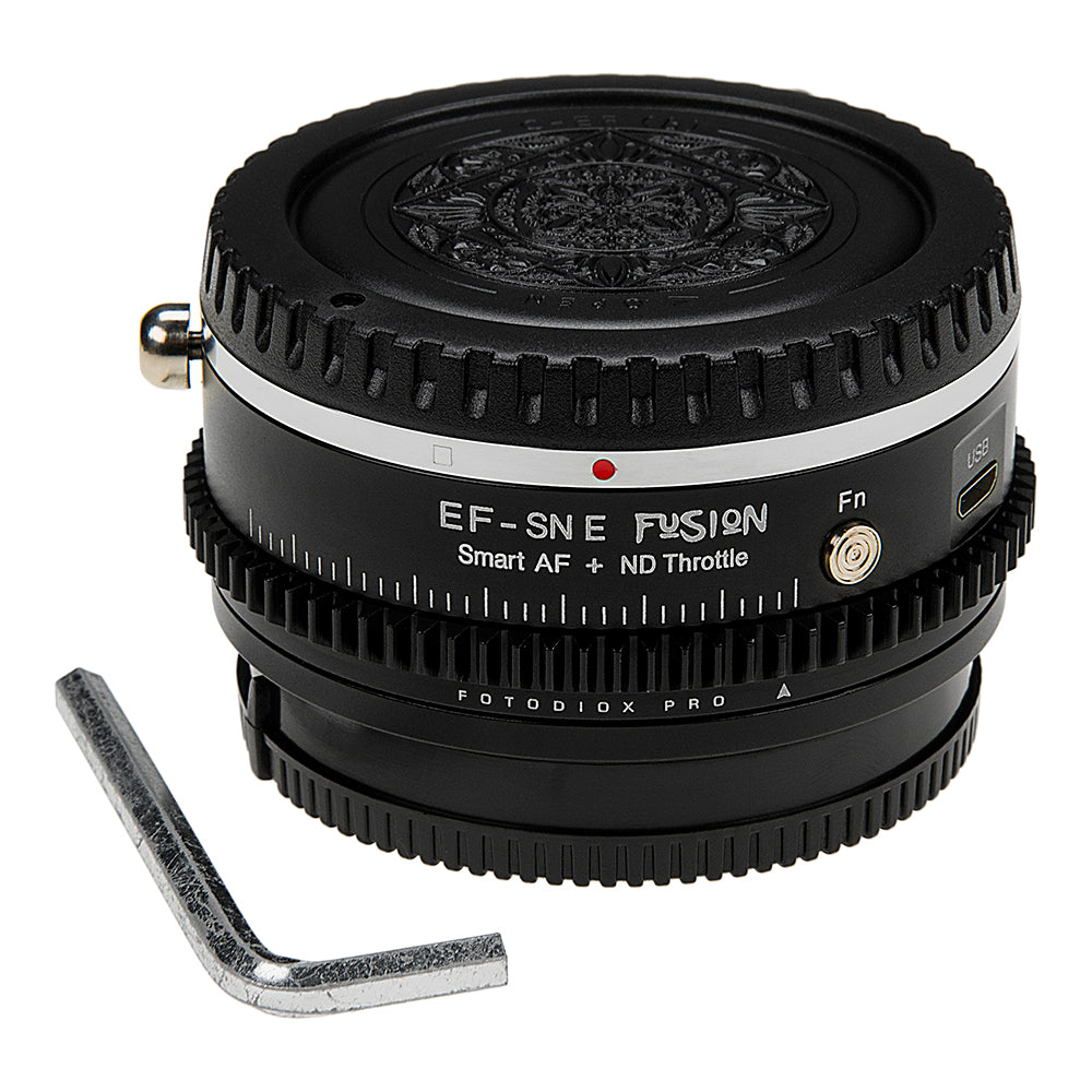 Fusion Cine ND Throttle Smart AF Lens Adapter - Compatible with Canon EOS EF (NOT EF-S) Lenses to Sony E-Mount Cameras - Auto Functions, USB Upgradable, Built-In Variable ND Filter & Lens Calibration