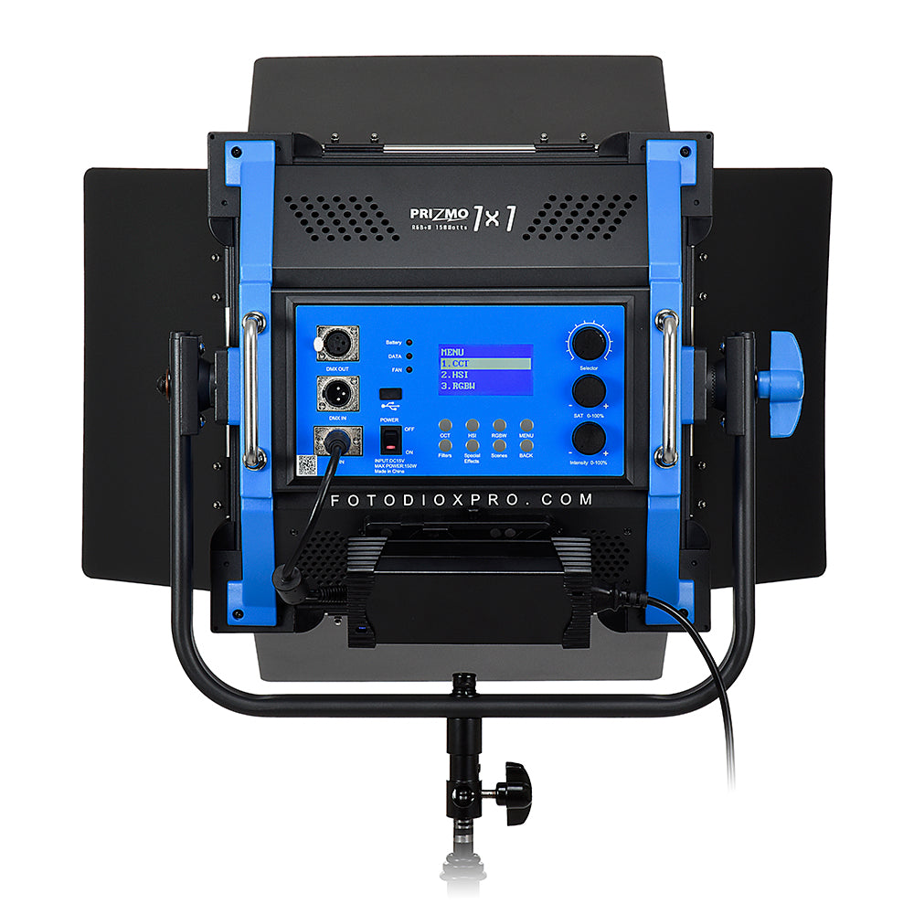 Fotodiox Pro FACTOR Prizmo 150 RGB+W LED Light - 1x1' Multi Color Dimmable Studio Light with Special Effects Settings & Softbox