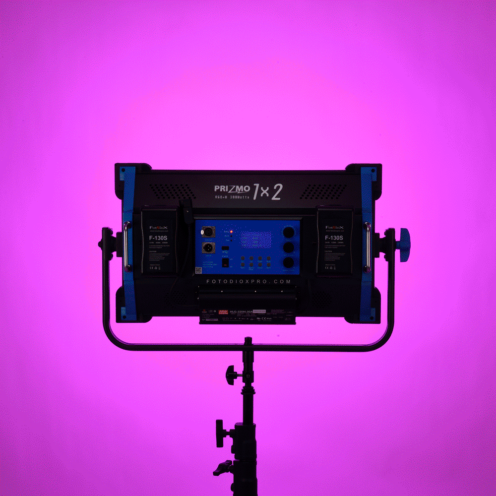 Fotodiox Pro FACTOR Prizmo 300 RGB+W LED Light - 1x2' Multi Color Dimmable Studio Light with Special Effects Settings & Softbox