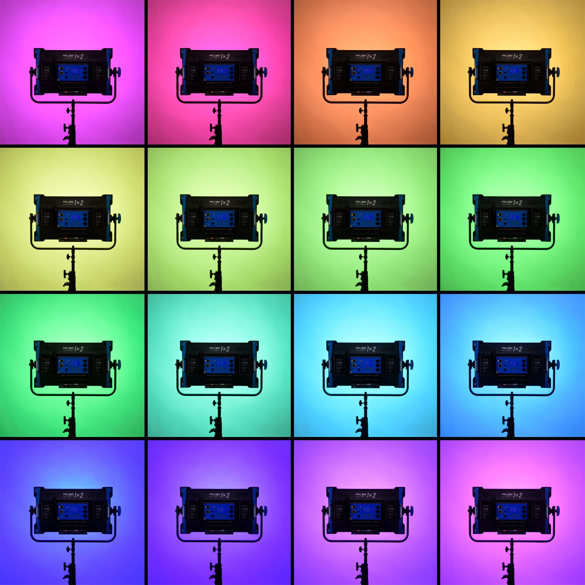 Fotodiox Pro FACTOR Prizmo 300 RGB+W LED Light - 1x2' Multi Color Dimmable Studio Light with Special Effects Settings & Softbox
