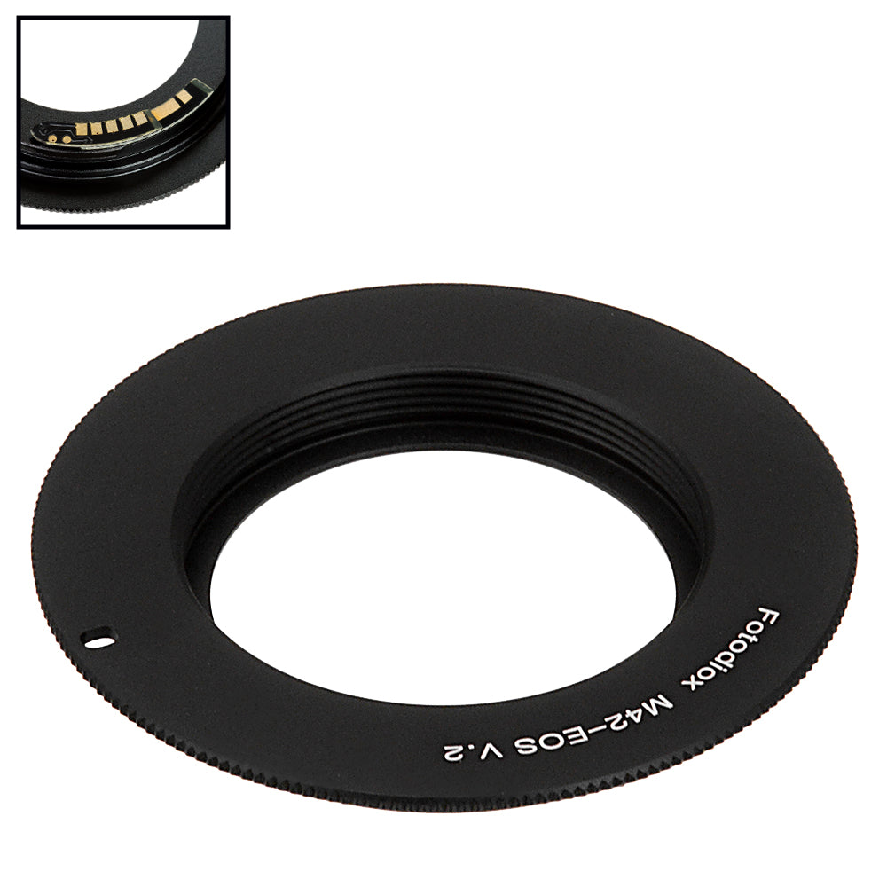 Fotodiox Lens Mount Adapter Compatible with M42 Type 2 Screw Mount SLR Lens to Canon EOS (EF, EF-S) Mount SLR Camera Body - with Generation v10 Focus Confirmation Chip