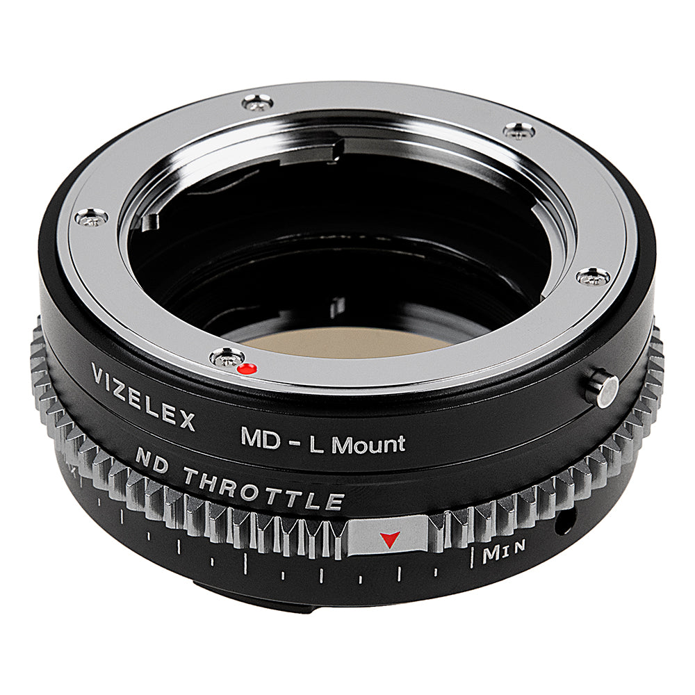 Vizelex ND Throttle Cine Lens Mount Adapter - Compatible with Minolta Rokkor (SR / MD / MC) SLR Lens to Leica L-Mount Alliance Mirrorless Camera Body with Built-In Variable ND Filter (2 to 8 Stops)