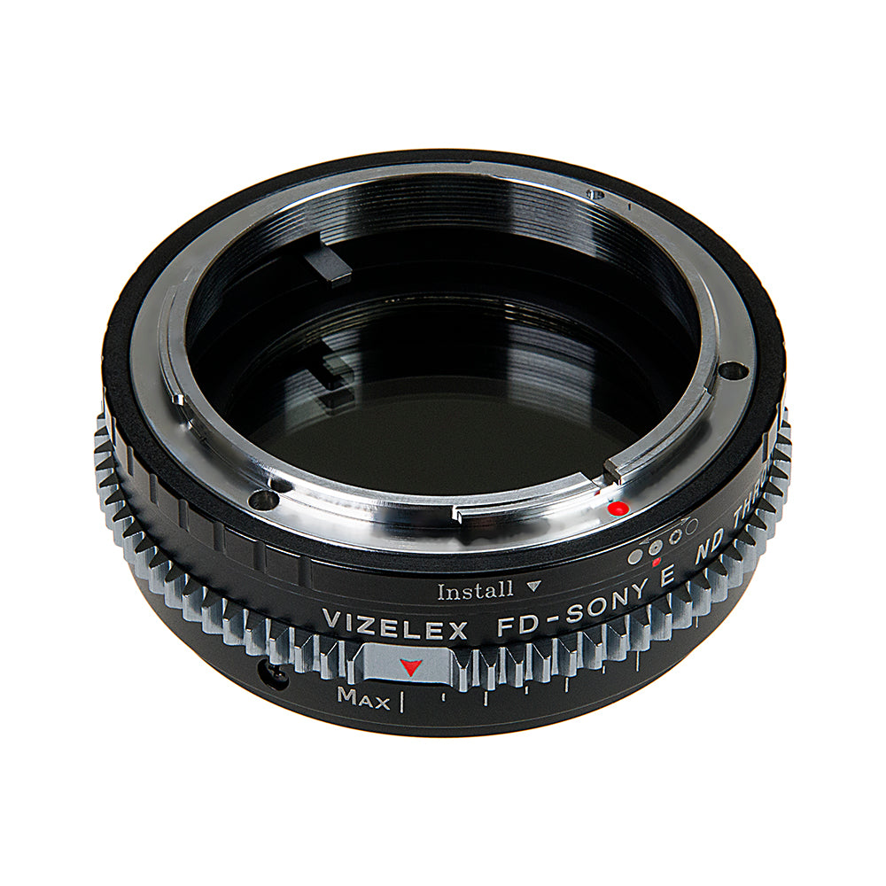 Vizelex Cine ND Throttle Lens Mount Adapter - Canon FD & FL 35mm SLR lens to Sony Alpha E-Mount Mirrorless Camera Body with Built-In Variable ND Filter (2 to 8 Stops)