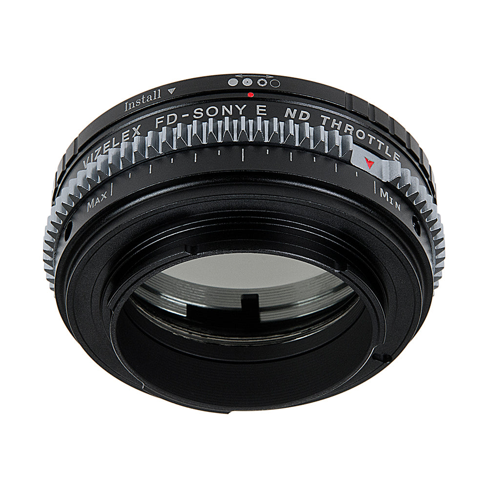 Vizelex Cine ND Throttle Lens Mount Adapter - Canon FD & FL 35mm SLR lens to Sony Alpha E-Mount Mirrorless Camera Body with Built-In Variable ND Filter (2 to 8 Stops)