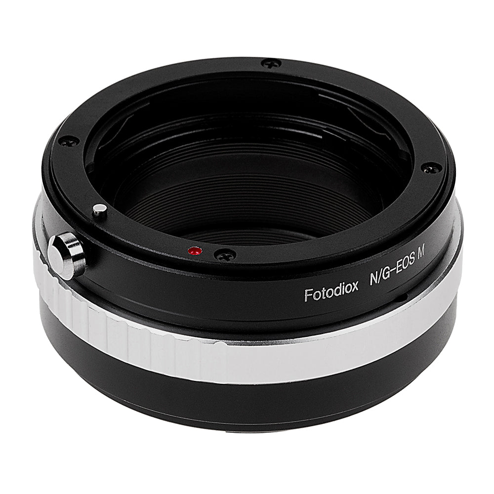 Fotodiox Lens Mount Adapter - Nikon F Mount G-Type D/SLR Lens to Canon EOS M (EF-M Mount) Mirrorless Camera Body with Built-In Aperture Control Dial