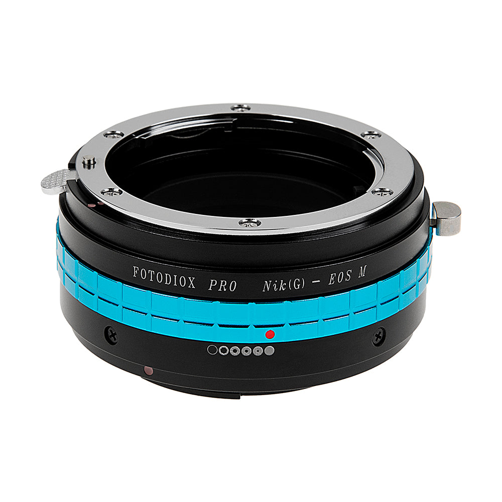 Fotodiox Pro Lens Mount Adapter - Nikon F Mount G-Type D/SLR Lens to Canon EOS M (EF-M Mount) Mirrorless Camera Body with Built-In Aperture Control Dial