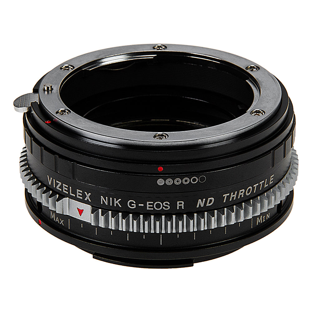 Vizelex Cine ND Throttle Lens Mount Adapter Compatible with Nikon Nikkor F Mount G-Type D/SLR Lens to Canon RF Mount Mirrorless Camera Body with Built-In Variable ND Filter (2 to 8 Stops)