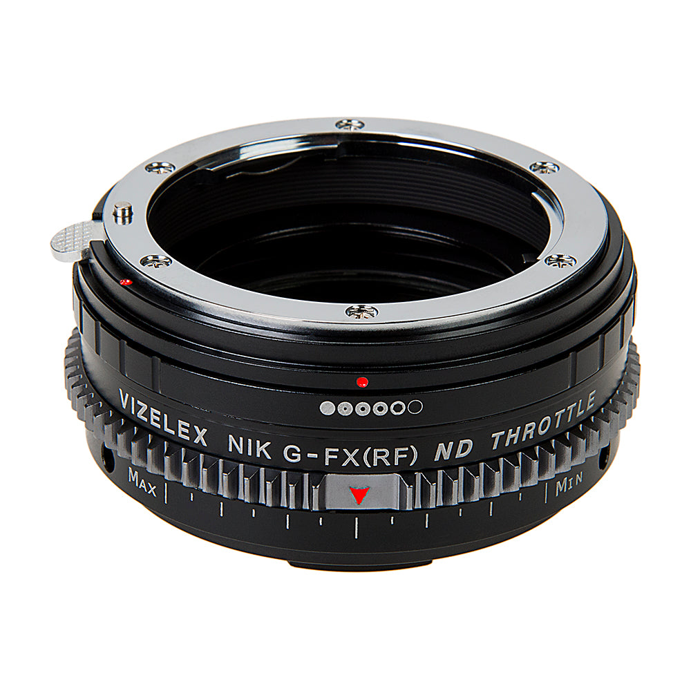 Vizelex Cine ND Throttle Lens Mount Adapter - Nikon Nikkor F Mount G-Type D/SLR Lens to Fujifilm Fuji X-Series Mirrorless Camera Body with Built-In Variable ND Filter (2 to 8 Stops)
