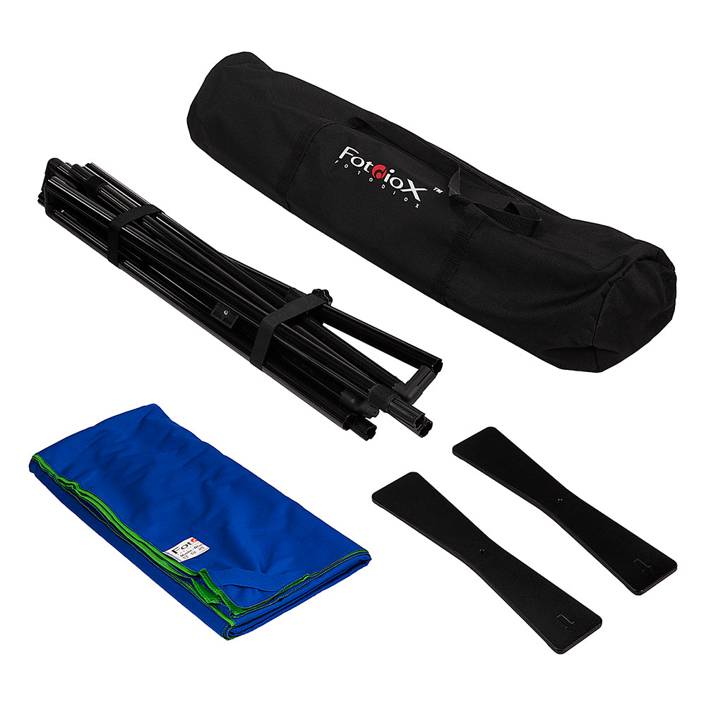 Complete Portable Background Kit with Blue/Green Cover - 5 x 7.4ft (1.5 x 2.1m)
