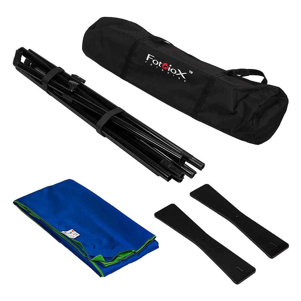 Complete Portable Background Kit with Blue/Green Cover - 7.4 x 7.4ft (2.3 x 2.3m)