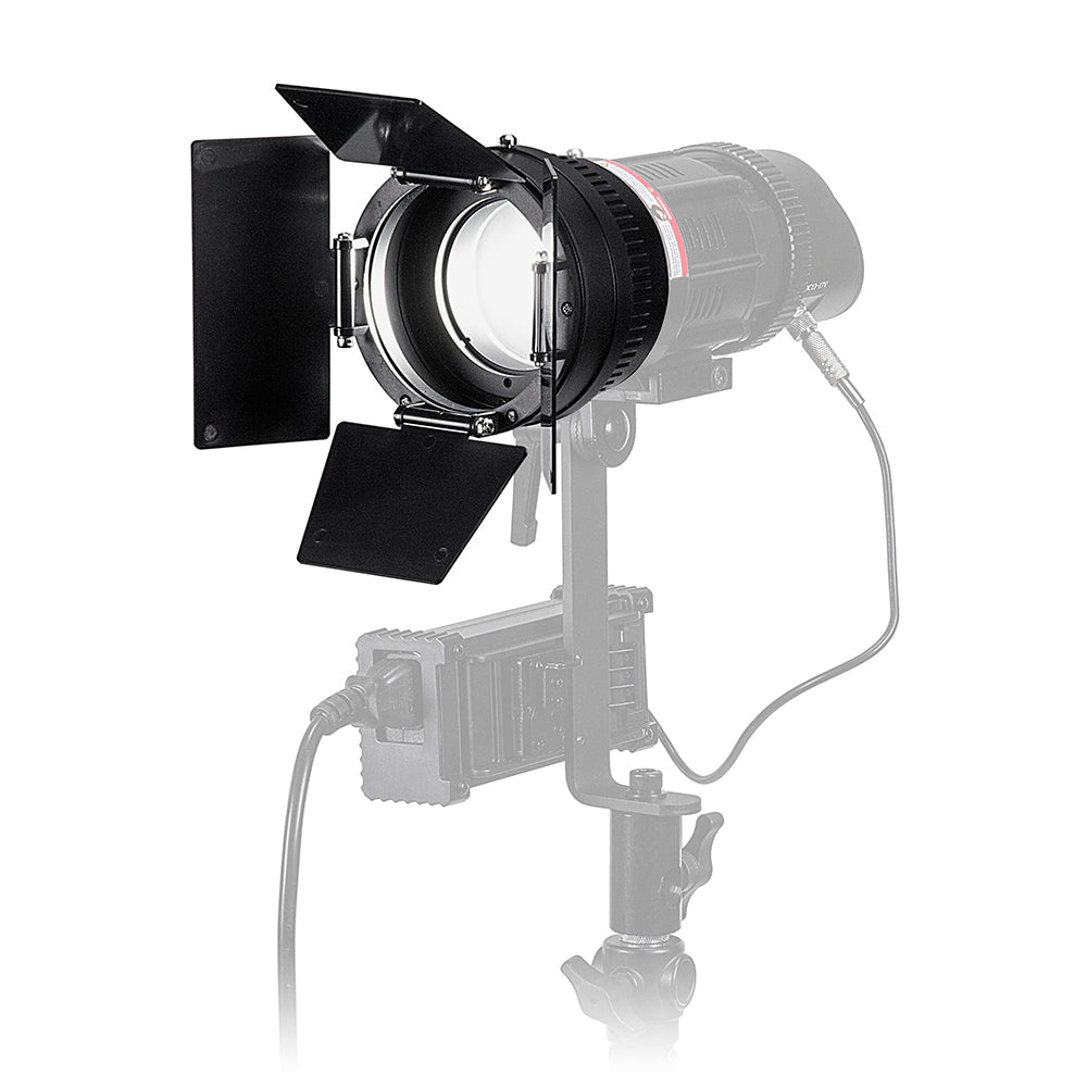 Fotodiox Pro PopSpot 50 V.2 Focusing Zoom Lens (FL65, 23-66°) & Barn Door Add-On
