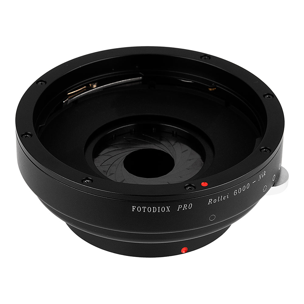 Fotodiox Pro Lens Mount Adapter - Rollei 6000 (Rolleiflex) Series Lenses to Nikon F Mount SLR Camera Body with Built-In Aperture Iris
