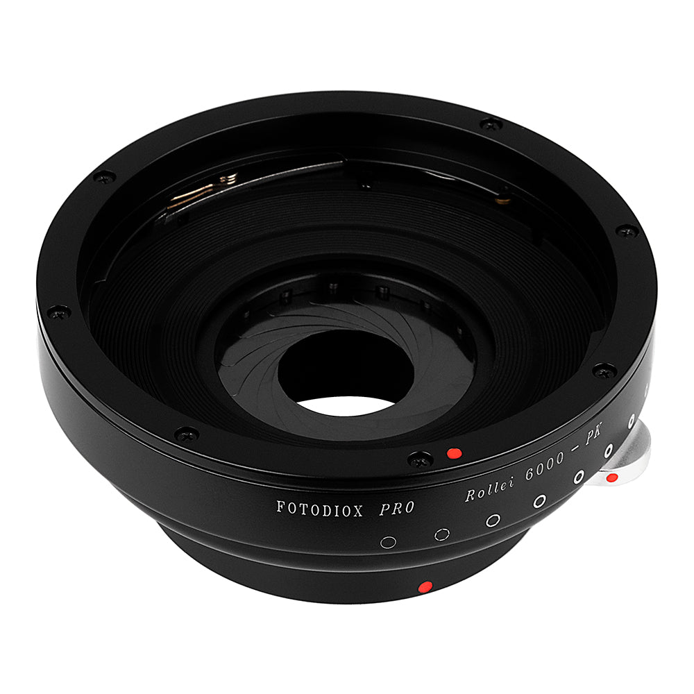 Fotodiox Pro Lens Mount Adapter - Rollei 6000 (Rolleiflex) Series Lenses to Pentax K (PK) Mount SLR Camera Body with Built-In Aperture Iris