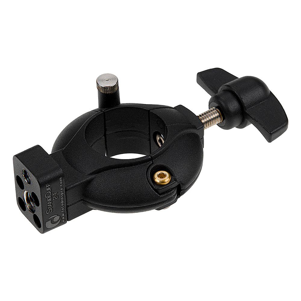 StandCuff 2-T - Compact 3/8" & 1/4"-20 Stand Mount for 20-35mm Diameter Pole Section, All Metal Construction w/ Geared locking Mechanism