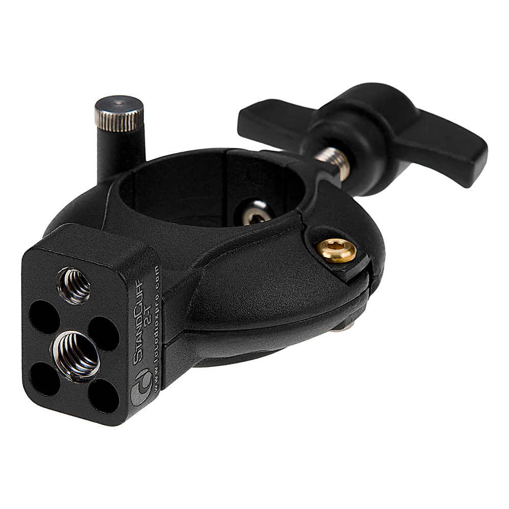 StandCuff 2-T - Compact 3/8" & 1/4"-20 Stand Mount for 20-35mm Diameter Pole Section, All Metal Construction w/ Geared locking Mechanism