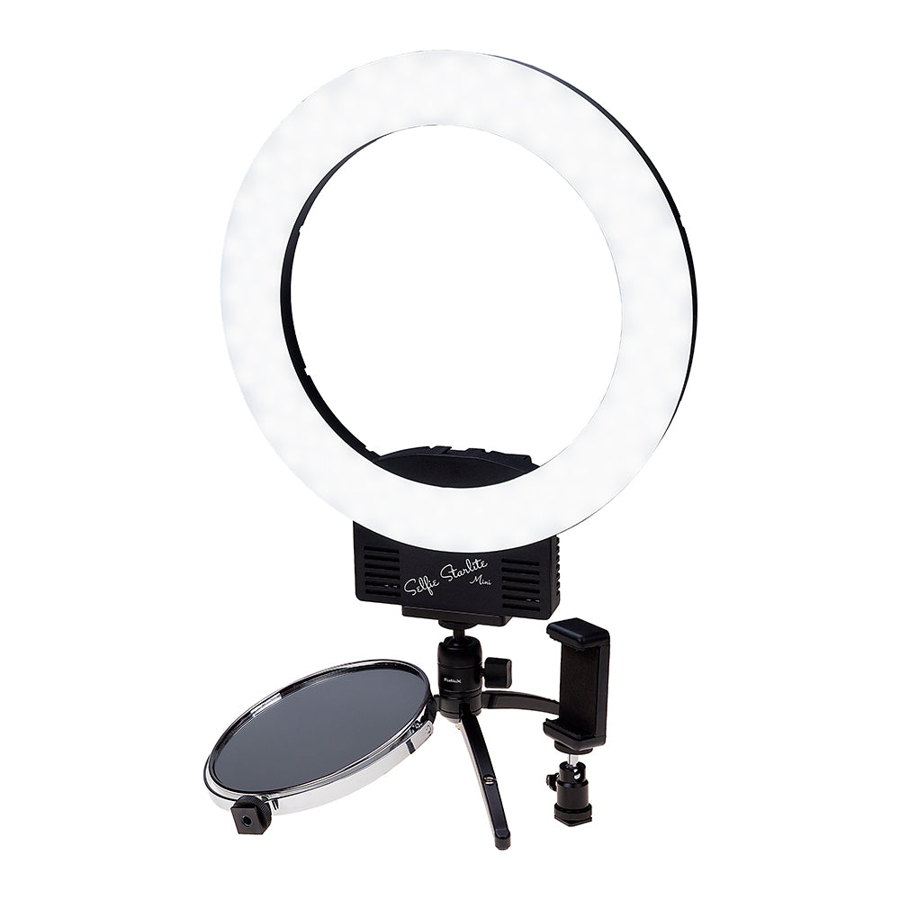 Fotodiox Selfie Starlite Mini LED Beauty Ring Light w/ Tabletop Tripod - 12in Bi-Color Dimmable LED Ringlight for Portrait, Photography, Makeup, YouTube, Live Streaming Video and more