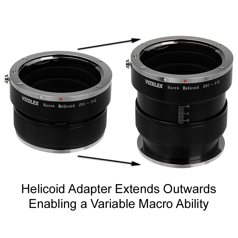 Vizelex Macro Focusing Helicoid - Canon EOS Lens to Nikon Body, Variable Magnification Helicoil