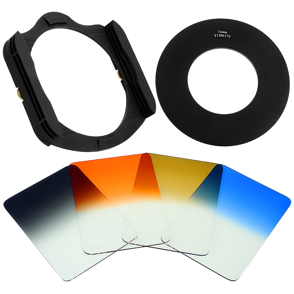 Fotodiox Pro 130mm Filter System Kit: 130mm Filter Holder, 4x 130mm Graduated Filters & Lens Adapter Ring - Compatible with Fotodiox Pro 130x175mm Filters and Cokin X-Pro (XL) Series Filters