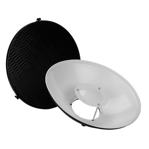 Fotodiox Pro Beauty Dish with Bowens Speedring for Bowens, Calumet, Interfit and Compatible - All Metal, Soft White Interior