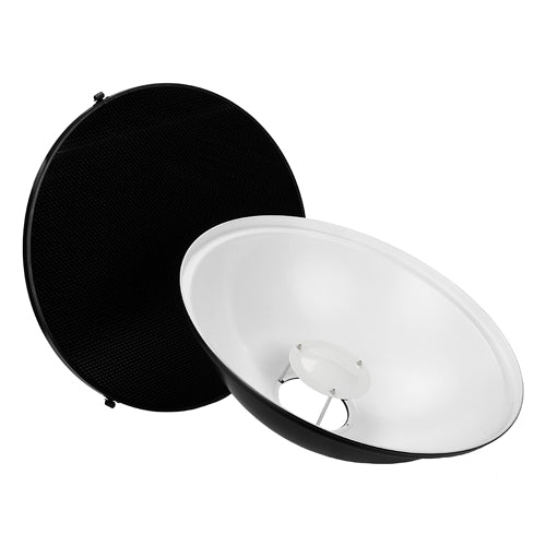 Fotodiox Pro Beauty Dish with Bowens Speedring for Bowens, Calumet, Interfit and Compatible - All Metal, Soft White Interior