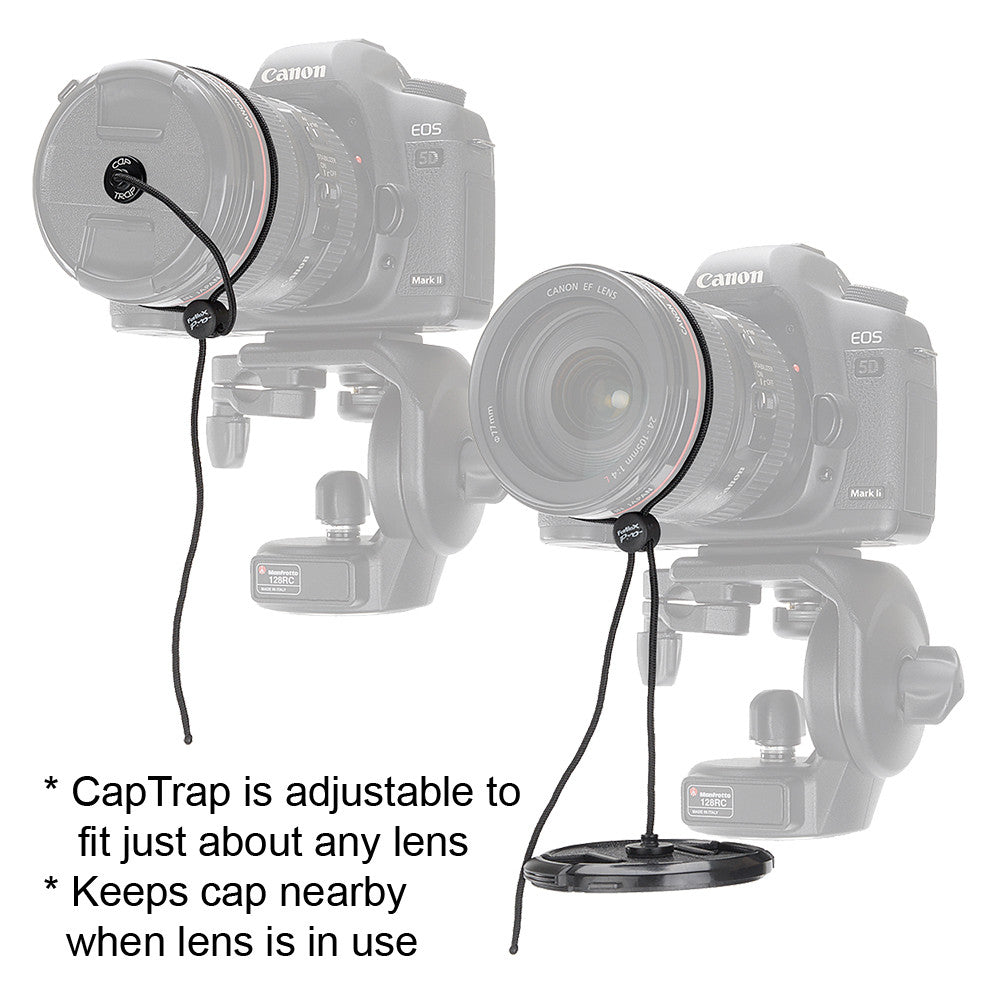 Fotodiox Pro CapTrap - Lens Cap Keeper, Leash/Safety Cord for Sony, Canon, Nikon, Olympus, Pentax, Samsung, Panasonic and Fujifilm Lens Caps