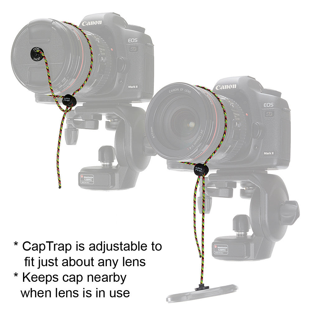 Fotodiox Pro CapTrap - Lens Cap Keeper, Leash/Safety Cord for Sony, Canon, Nikon, Olympus, Pentax, Samsung, Panasonic and Fujifilm Lens Caps
